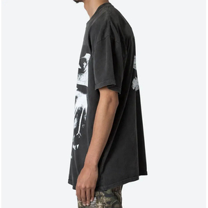 Camiseta Gráfica Vintage para Hombre, Lavada, con Estampado de Rostro Abstracto, Estilo Urbano, Holgada, Informal, de Algodón, a la Moda - Product Image 5
