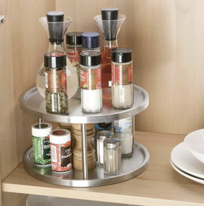Single Tier Metal <b>Rotating</b> <b>Storage</b> <b>Rack</b> for Workshop Spice Condiment Organization 360 Degree Swivel Standing Type Industrial - Product Image 2