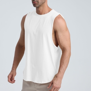 Camiseta Deportiva sin Mangas para Hombre, con Logotipo Personalizado, Transpirable, Talla Grande, Mezcla de Poliéster/Algodón, 240g, Cuello Redondo, para Gimnasio - Product Image 3