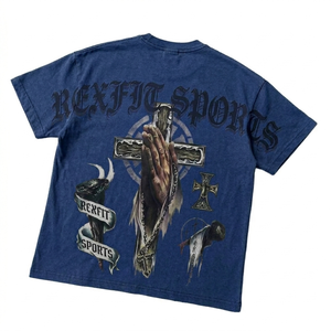 Camisetas Personalizadas Unisex 100% Algodón, Impresión Serigráfica, 300 GSM, Lavado Ácido, Efecto Desteñido, Tallas Grandes para Hombre, Impresión DTG - Product Image 5