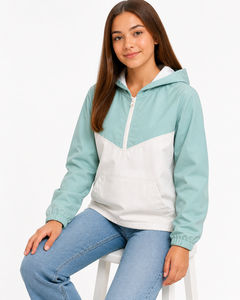 Wholesale Customizable Hooded Windbreaker Jacket Quarter Zip Casual Style Unisex Spring Wear Light Weight Polyester - Product Image 1