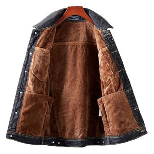 Men's Sherpa Denim Trucker <b>Jacket</b> Warm Thermal <b>Fleece</b> <b>Lined</b> Classic Jean Coat Winter Casual Stylish Outerwear Durable - Product Image 4