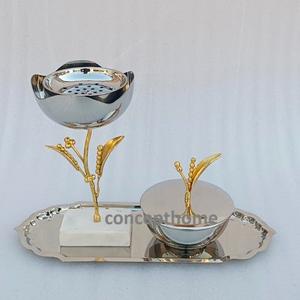 Juego de Quemadores de Incienso de Acero Inoxidable Ecológicos de la Mejor Calidad, Estilo Árabe de Lujo Ligero para Uso en Ramadán, Aromático - Product Image 1