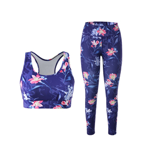 Ensemble de yoga imprimé floral personnalisé pour femme, 2 pièces : Legging taille haute et brassière de sport, idéal pour la gym et le fitness - Product Image 4