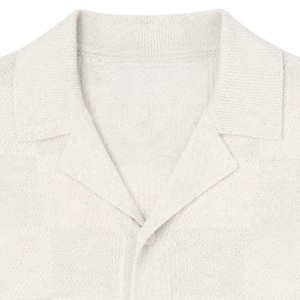 Chemise tricotée à carreaux pour homme, manches courtes, boutonnée, décontractée, légère, pour l'été, vente en gros OEM - Product Image 3