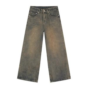 Designer Custom <b>Men</b> Baggy Denim Jean Vintage Washed Stack Jeans Distressed Wide Leg Oversized Baggy Jeans for <b>Men</b> High Street - Product Image 3