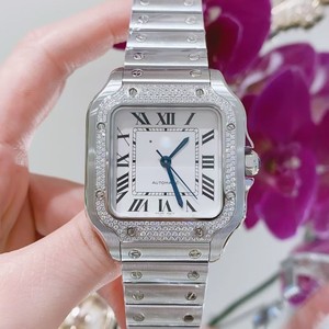Reloj Automático Cuadrado de Acero Inoxidable para Mujer, 36 mm, Bisel con Diamantes, Cristal de Zafiro, Puntero Analógico, Movimiento Mecánico, Lujo - Product Image 1