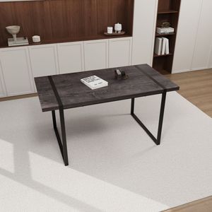 Tavolo da Pranzo Rettangolare Moderno Industriale 150 cm, Piano in MDF Nero, Spessore 3,8 cm, Sedute in Legno Ingegnerizzato, per 4-6 Persone - Product Image 4