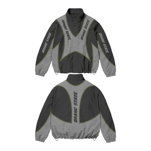 Conjunto de chándal urbano personalizado para hombre, verde y negro, chaqueta cortavientos extragrande, pantalones deportivos, ropa deportiva de dos piezas a la moda urbana - Product Image 5