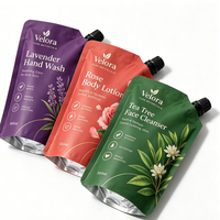 Pochette souple personnalisée OEM avec bec verseur en plastique, emballage cosmétique en aluminium pour shampoing, lotion corporelle, liquide 500ml