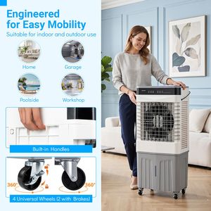 Refroidisseur d'air évaporatif portable 3-en-1 2100 CFM avec réservoir d'eau de 7,2 gallons, humidificateur intégré, état d'occasion, compatible AU/EU pour usage domestique - Product Image 6