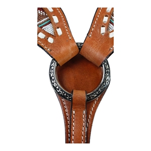 Manaal Enterprises - Juego de Cabezada y Pechopetral de Cuero Genuino Estilo Western con Diseño de Cabeza de Caballo y Cuerda de Amarre, con Hebilla Ajustable para Montar a Caballo - Product Image 4