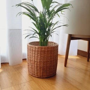 Handwoven Modern Eco-Friendly Rattan <b>Flower</b> Pot <b>Basket</b> Plant Planter Natural Indoor Outdoor Garden Decor - Product Image 1