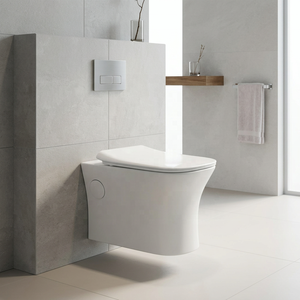 WC suspendu rond moderne en céramique, motif marbre, sanitaires de salle de bain haut de gamme - Product Image 5