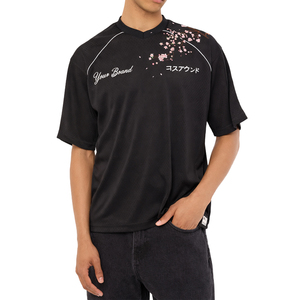OEM ODM New Sakura V Neck Jersey Oversized Streetwear Minimal Graphic Sports Tee Men Women Breathable Polyester OEM Jersey - Product Image 5