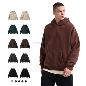 Sweats à capuche d'hiver surdimensionnés et lourds avec logo personnalisé pour hommes pull à épaules tombantes polaire 100% sweats respirants en coton - Product Image 2