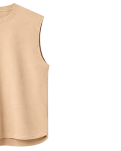 Camiseta sin mangas beige personalizada para hombre, chaleco informal de gimnasio, camiseta de algodón transpirable para verano, ropa deportiva holgada, top de entrenamiento. - Product Image 2