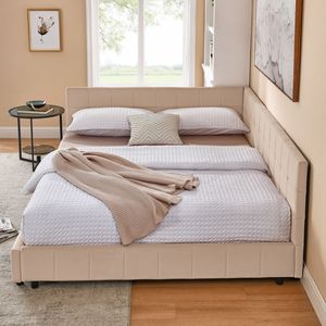 Letto Queen Size Imbottito con Schienale e Braccioli Confortevoli, Divano Letto Queen Size per Camera da Letto e Soggiorno - Product Image 4