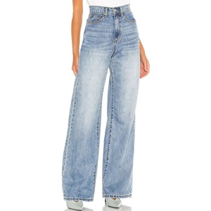 Pantalones vaqueros de mujer de pierna ancha, corte holgado, lisos, de invierno, tejidos, de cintura media, con lavado efecto nieve, al por mayor, al mejor precio - Product Image 1