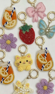Wholesale Handmade Beaded Keychains, Cute Fruit/Butterfly/Bow Beaded Bag Charms, Bead Embroidery <b>Key</b> <b>Rings</b> <b>for</b> <b>Women</b> & Gifts - Product Image 5