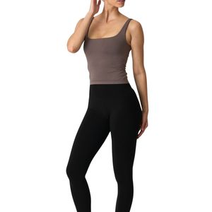 Camiseta sin mangas personalizada al por mayor para mujer, cuello cuadrado, sin costuras, ajustada, elástica, para yoga, ropa deportiva - Product Image 2