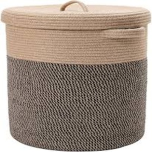 Clothing Organizer Foldable <b>Collapsible</b> Stackable 100% Cotton Eco-Friendly Durable Lightweight Portable Woven Modern Basket - Product Image 1