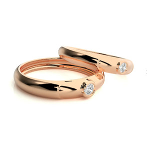 925 Sterling Silver Rose Gold Plated Zircon Bezel Setting Minimalist <b>Couple</b> <b>Wedding</b> <b>Rings</b> - Product Image 3