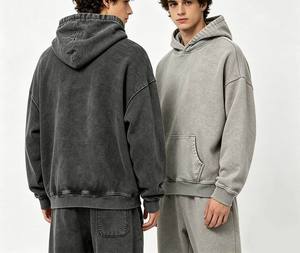 Sweat-shirt à capuche surdimensionné pour homme, vert uni, en molleton de coton, décontracté, avec poche, pour l'automne - Product Image 4
