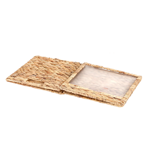 Sustainable Foldable Water Hyacinth Storage <b>Basket</b> With Window, Handicraft Organizing <b>Basket</b> For Home Vietnam Wholesale Supply - Product Image 4
