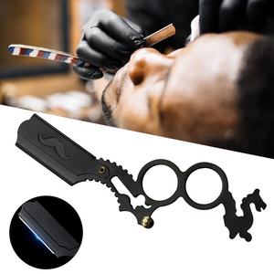 Navaja de Afeitar Multifunción para Barba, Cuchilla Recta Clásica para Barbería, Cuchillas para Recortar Cejas de Acero Inoxidable Obexa - Product Image 2