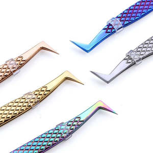 Pinzas Profesionales para Pestañas de Acero Inoxidable con Punta de 90 Grados, Agarre de Diamante, Set de Instrumentos, Etiqueta Privada Personalizada, Volumen de Pestañas - Product Image 5