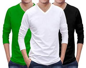 เสื้อยืดผู้ชาย ทันสมัย สวมใส่สบายทุกวัน ทรงเข้ารูป คอวี กันยับ ระบายอากาศดี เป็นมิตรต่อสิ่งแวดล้อม ผ้าฝ้าย 100% แขนยาว - Product Image 1