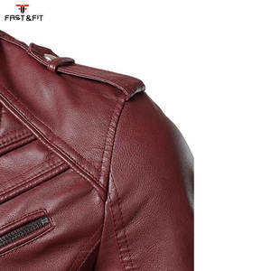 Blousons d'hiver en cuir véritable et toile de haute qualité avec logo frontal, col mandarin, pour moto, vente en gros - Product Image 6