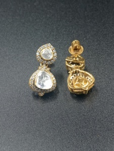 Luxury Women's 18K Gold Plated Round Brilliant Cut Diamond Classic <b>Stud</b> <b>Earrings</b> Flower Shape Gift Jewelry - Product Image 3