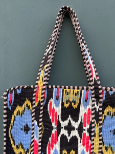 Sac fourre-tout matelassé en coton imprimé au bloc, sac à bandoulière zippé, sacs de courses souples, sacs portables d'été, prix de gros - Product Image 2