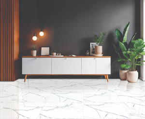 กระเบื้องปูพื้นและผนังลายเซียนสีฟ้าอมเขียว พอร์ซเลน โมเดิร์น ผิวด้านขัดเงา สำหรับตกแต่งภายในบ้าน โรงแรม สำนักงาน ขนาด 60x120 ซม. หนา 8.5 มม. - Product Image 1