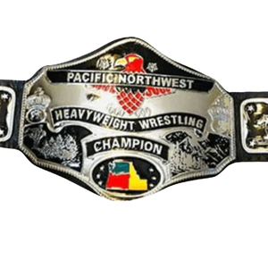 Cinturón de Campeón de Lucha Libre de Peso Pesado del Pacífico Noreste, Plateado con Diseño Colorido, Correa Negra, Cinturones de Título Coleccionables - Product Image 2
