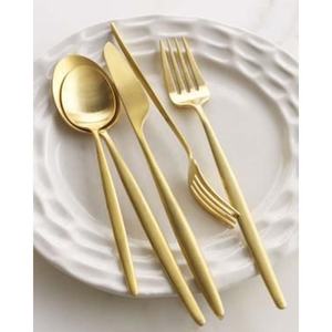 High Quality <b>Gold</b> Plated Flatware Set with Unique Design Luxury Modern Look Flatware Set for Restaurant - Product Image 1
