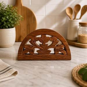 Wooden <b>Tissue</b> Box Holder With Sunflower Design Free Standing Decorative Napkin Stand For Tabletop Use - Product Image 5