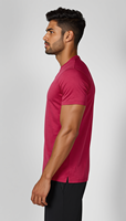 T-shirt décontracté pour homme en jersey 100% coton 220 GSM, col rond, manches courtes, rose uni, vêtements de sport |   Logo avant |   Vêtements de sport à séchage rapide