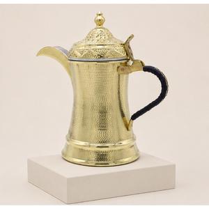 Handcrafted Traditional Arabic Dallah Coffee <b>Pot</b> Premium Gold Finished Brass <b>Tea</b> Kettle with Long Spout and Decorative Lid - Product Image 3