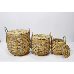 Set 5 High Quality Handmade Natural Storage Organizer Water Hyacinth <b>Baskets</b>-3 <b>Baskets</b> 2 Rect <b>Baskets</b> <b>Foldable</b> <b>Laundry</b> <b>Basket</b> - Product Image 2