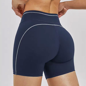 Shorts Deportivos Negros de Cintura Alta con Ribete Gris, Lavado Enzimático, Mezcla de Algodón Holgada, Estampado Floral, Cierre con Cordón, Ropa Deportiva para Mujer - Product Image 3