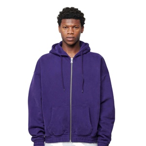 Premium Mens Full <b>Zip</b> <b>Hooded</b> Sweatshirt Heavy Cotton Fleece Outdoor Sports Jacket OEM ODM Manufacturing Factory - Product Image 4