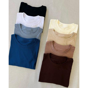 Camiseta de Manga Corta para Hombre T LAYER CO., 100% Algodón, Corte Regular, Color Sólido, Cuello Redondo, Informal, Transpirable, Tejido de Punto - Product Image 5