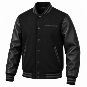 Blouson universitaire d'hiver pour homme en laine à capuche, style urbain, imperméable, avec empiècements en toile, couleur blanc uni, personnalisable avec logo, très demandé - Product Image 4