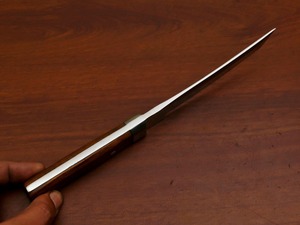 Cuchillo de caza hecho a mano D2 personalizado con hoja Tanto de madera de palisandro de espiga completa y mango de madera, con filo biselado. - Product Image 4