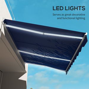 Tenda da Sole Elettrica Retrattile Blu 16,5 X 10 con Luci LED e Telecomando per Porte e Finestre - Product Image 6