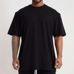 Customized Men's Heavyweight Cotton <b>T</b>-<b>Shirt</b> 32S Double Yarn High Collar Oversize Short Sleeves Trendy <b>Shirts</b> - Product Image 5