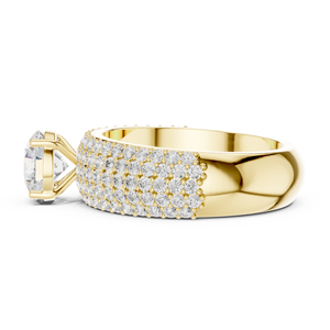 Yellow Gold Round Cut Diamond Engagement Ring for Women Wide Pave Band Luxury Wedding Promise Anniversary Ring - Product Image 2